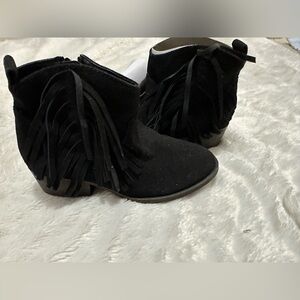 Black Justice Tassle Boots Size 6 Western Heels Block Short